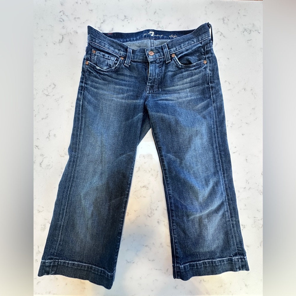 7 For All Mankind Blue Ankle Cropped Jeans